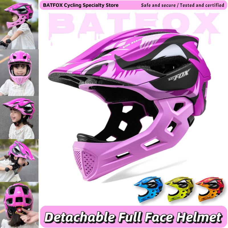 Youth Cycling Gear - BATFOX 키즈 풀페이스 자전거 헬멧 탈부착