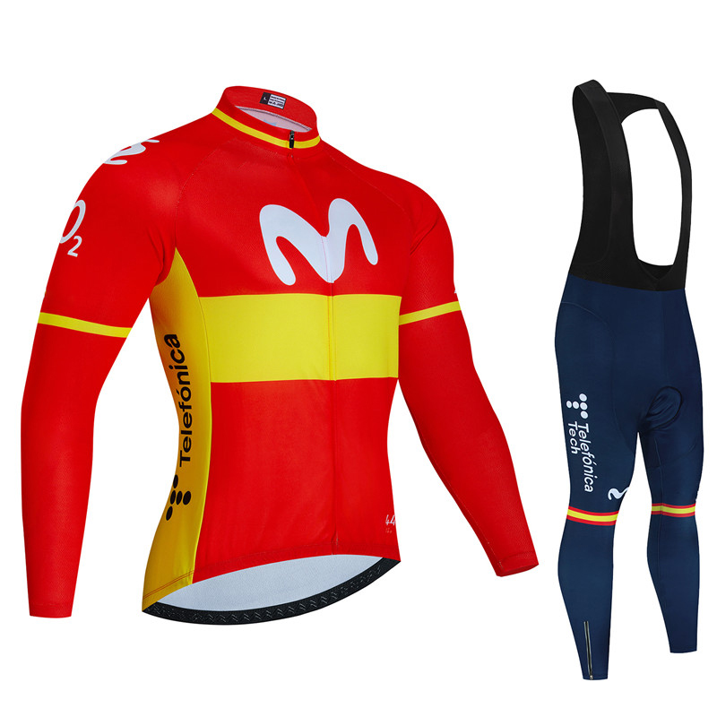스페인 Movistar 가을 긴 소매 사이클링 저지 세 - Cycling Gear Logo 리뷰 및 가격