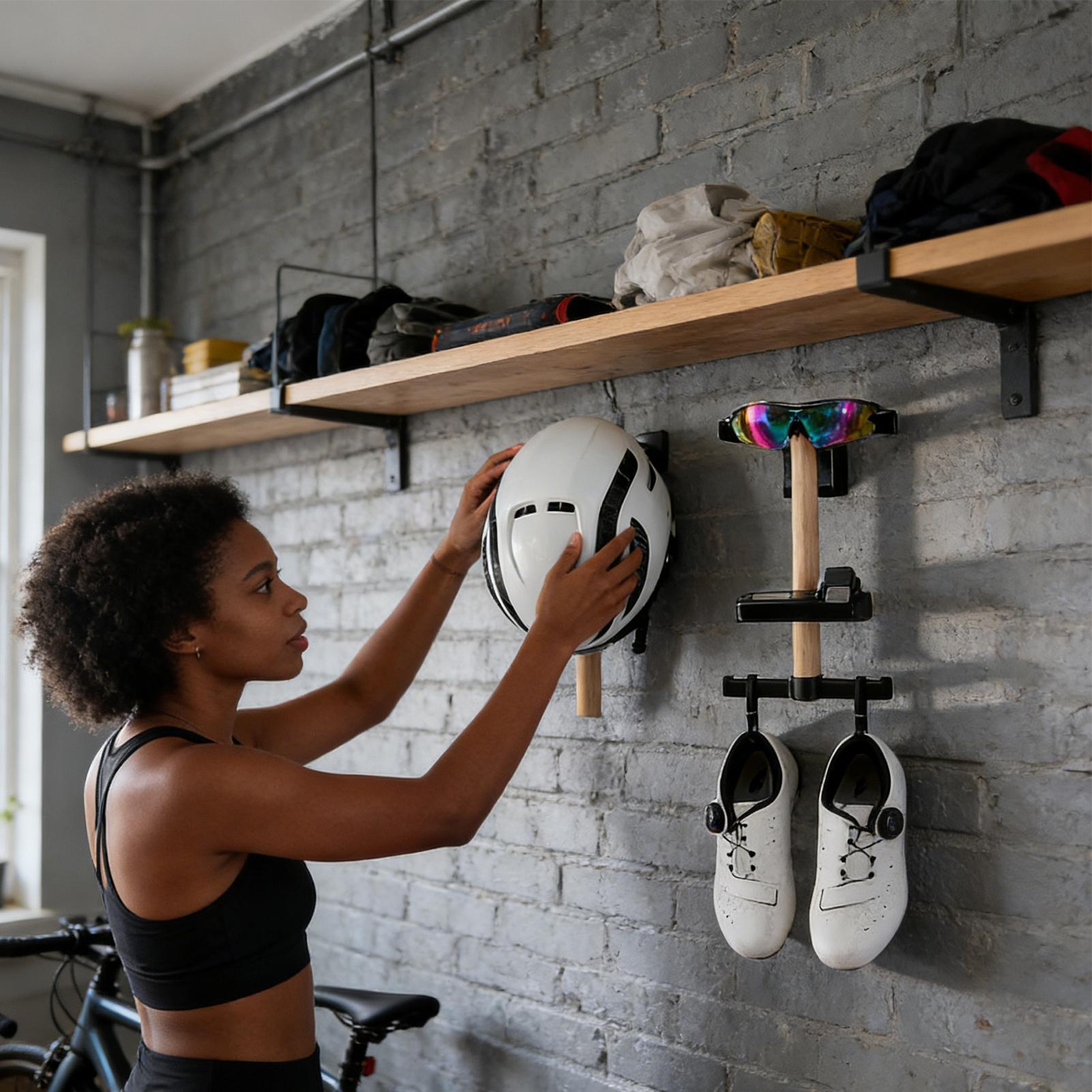자전거 기어 랙 1세트 벽걸이형 너도밤나무 홀더, 헬멧 - Cycling Gear Holder 리뷰 및 가격
